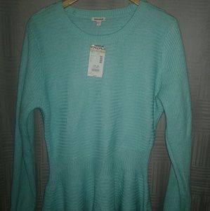 Bongo Teal Knitted Peplum Sweater